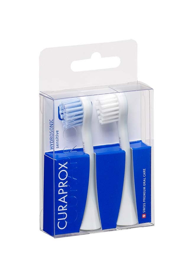 CURAPROX Hydrosonic pro, brush head sensitive, white/light blue, 2 pcs. - Image 1